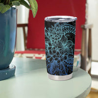 Floral Polynesian Hibiscus Tattoo Tumbler Cup Blue Gradient Style LT9 - Polynesian Pride