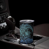 Floral Polynesian Hibiscus Tattoo Tumbler Cup Blue Gradient Style LT9 - Polynesian Pride