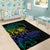 Floral Polynesian Hibiscus Tattoo Area Rug Green Gradient Style