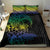 Floral Polynesian Hibiscus Tattoo Bedding Set Green Gradient Style