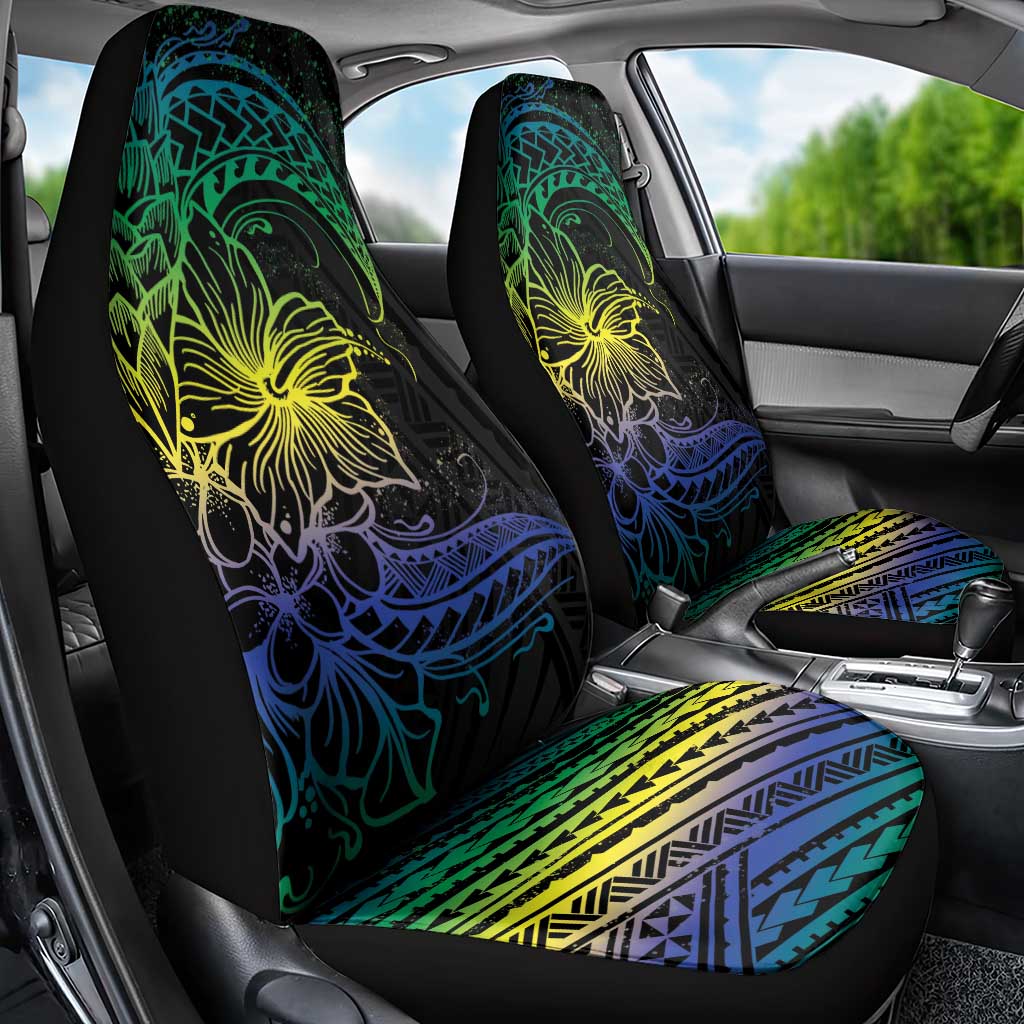 Floral Polynesian Hibiscus Tattoo Car Seat Cover Green Gradient Style LT9 - Polynesian Pride