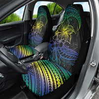 Floral Polynesian Hibiscus Tattoo Car Seat Cover Green Gradient Style LT9 - Polynesian Pride