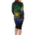 Floral Polynesian Hibiscus Tattoo Family Matching Long Sleeve Bodycon Dress and Hawaiian Shirt Green Gradient Style