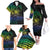 Floral Polynesian Hibiscus Tattoo Family Matching Off The Shoulder Long Sleeve Dress and Hawaiian Shirt Green Gradient Style