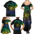 Floral Polynesian Hibiscus Tattoo Family Matching Summer Maxi Dress and Hawaiian Shirt Green Gradient Style