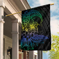 Floral Polynesian Hibiscus Tattoo Garden Flag Green Gradient Style LT9 House Flag Green - Polynesian Pride