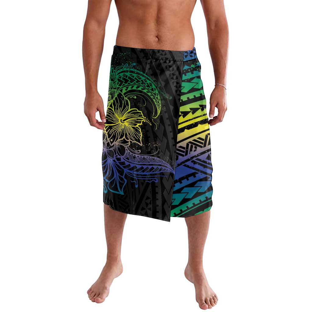 Floral Polynesian Hibiscus Tattoo Lavalava Green Gradient Style