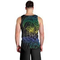 Floral Polynesian Hibiscus Tattoo Men Tank Top Green Gradient Style LT9 - Polynesian Pride