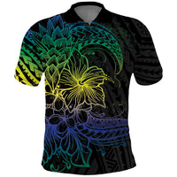 Floral Polynesian Hibiscus Tattoo Polo Shirt Green Gradient Style LT9 Green - Polynesian Pride