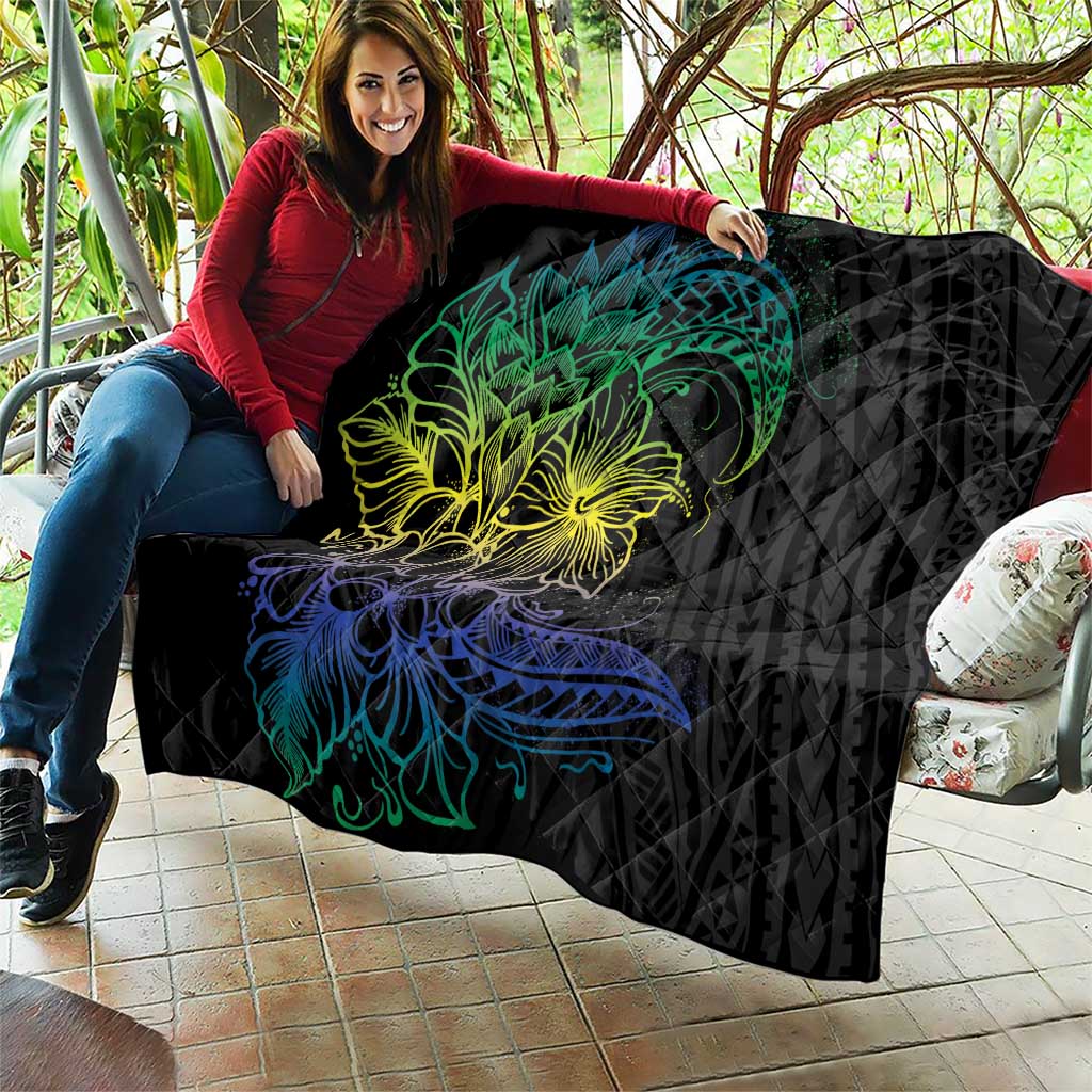 Floral Polynesian Hibiscus Tattoo Quilt Green Gradient Style LT9 - Polynesian Pride