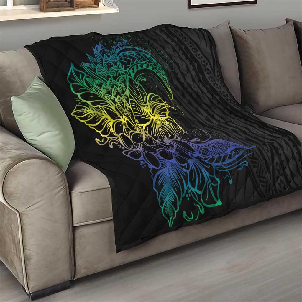 Floral Polynesian Hibiscus Tattoo Quilt Green Gradient Style LT9 - Polynesian Pride