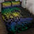 Floral Polynesian Hibiscus Tattoo Quilt Bed Set Green Gradient Style