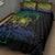 Floral Polynesian Hibiscus Tattoo Quilt Bed Set Green Gradient Style