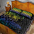 Floral Polynesian Hibiscus Tattoo Quilt Bed Set Green Gradient Style