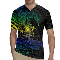 Floral Polynesian Hibiscus Tattoo Rugby Jersey Green Gradient Style LT9 - Polynesian Pride