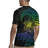 Floral Polynesian Hibiscus Tattoo Rugby Jersey Green Gradient Style LT9 - Polynesian Pride