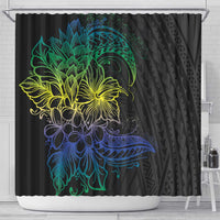 Floral Polynesian Hibiscus Tattoo Shower Curtain Green Gradient Style LT9 - Polynesian Pride
