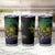 Floral Polynesian Hibiscus Tattoo Tumbler Cup Green Gradient Style