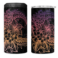 Floral Polynesian Hibiscus Tattoo 4 in 1 Can Cooler Tumbler Peach Gradient Style LT9 One Size: 16 oz Peach - Polynesian Pride