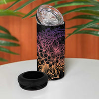 Floral Polynesian Hibiscus Tattoo 4 in 1 Can Cooler Tumbler Peach Gradient Style LT9 - Polynesian Pride