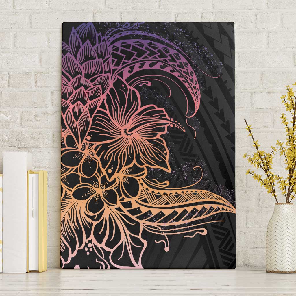 Floral Polynesian Hibiscus Tattoo Canvas Wall Art Peach Gradient Style LT9 Without Frame Peach - Polynesian Pride
