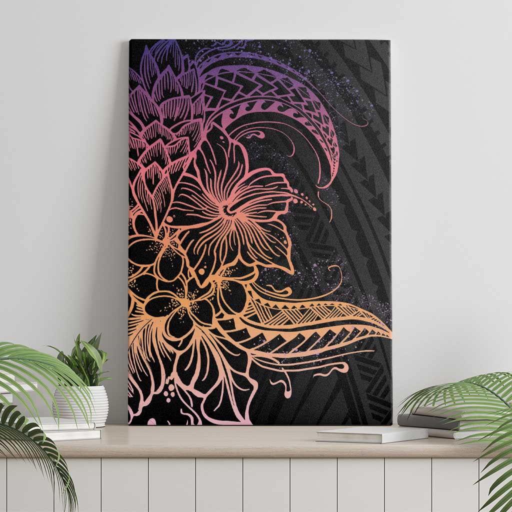 Floral Polynesian Hibiscus Tattoo Canvas Wall Art Peach Gradient Style LT9 - Polynesian Pride