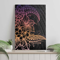 Floral Polynesian Hibiscus Tattoo Canvas Wall Art Peach Gradient Style LT9 - Polynesian Pride