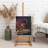 Floral Polynesian Hibiscus Tattoo Canvas Wall Art Peach Gradient Style LT9 - Polynesian Pride