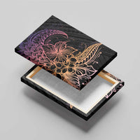 Floral Polynesian Hibiscus Tattoo Canvas Wall Art Peach Gradient Style LT9 - Polynesian Pride