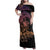 Floral Polynesian Hibiscus Tattoo Family Matching Off Shoulder Maxi Dress and Hawaiian Shirt Peach Gradient Style