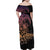 Floral Polynesian Hibiscus Tattoo Family Matching Off Shoulder Maxi Dress and Hawaiian Shirt Peach Gradient Style