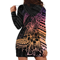 Floral Polynesian Hibiscus Tattoo Hoodie Dress Peach Gradient Style LT9 - Polynesian Pride