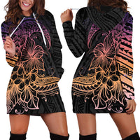 Floral Polynesian Hibiscus Tattoo Hoodie Dress Peach Gradient Style LT9 - Polynesian Pride
