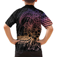 Floral Polynesian Hibiscus Tattoo Kid Hawaiian Shirt Peach Gradient Style LT9 - Polynesian Pride