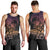 Floral Polynesian Hibiscus Tattoo Men Tank Top Peach Gradient Style