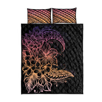 Floral Polynesian Hibiscus Tattoo Quilt Bed Set Peach Gradient Style LT9 - Polynesian Pride