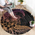 Floral Polynesian Hibiscus Tattoo Round Carpet Peach Gradient Style