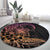 Floral Polynesian Hibiscus Tattoo Round Carpet Peach Gradient Style