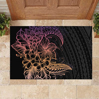 Floral Polynesian Hibiscus Tattoo Rubber Doormat Peach Gradient Style LT9 Peach - Polynesian Pride