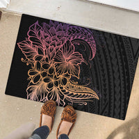 Floral Polynesian Hibiscus Tattoo Rubber Doormat Peach Gradient Style LT9 - Polynesian Pride