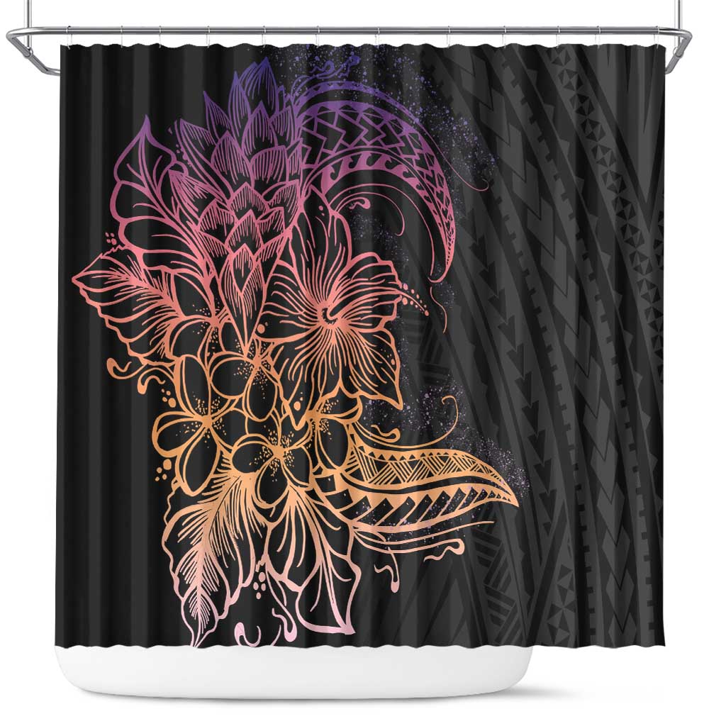Floral Polynesian Hibiscus Tattoo Shower Curtain Peach Gradient Style LT9 Peach - Polynesian Pride