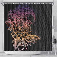 Floral Polynesian Hibiscus Tattoo Shower Curtain Peach Gradient Style LT9 - Polynesian Pride