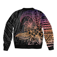Floral Polynesian Hibiscus Tattoo Sleeve Zip Bomber Jacket Peach Gradient Style LT9 - Polynesian Pride