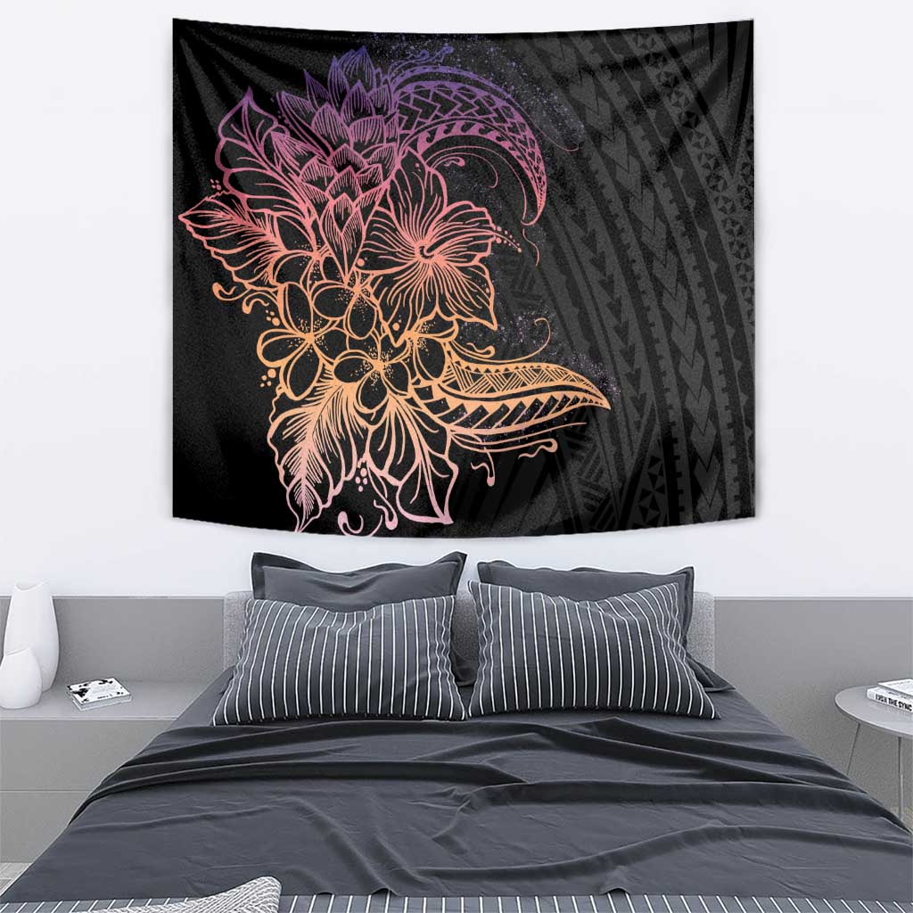 Floral Polynesian Hibiscus Tattoo Tapestry Peach Gradient Style LT9 - Polynesian Pride