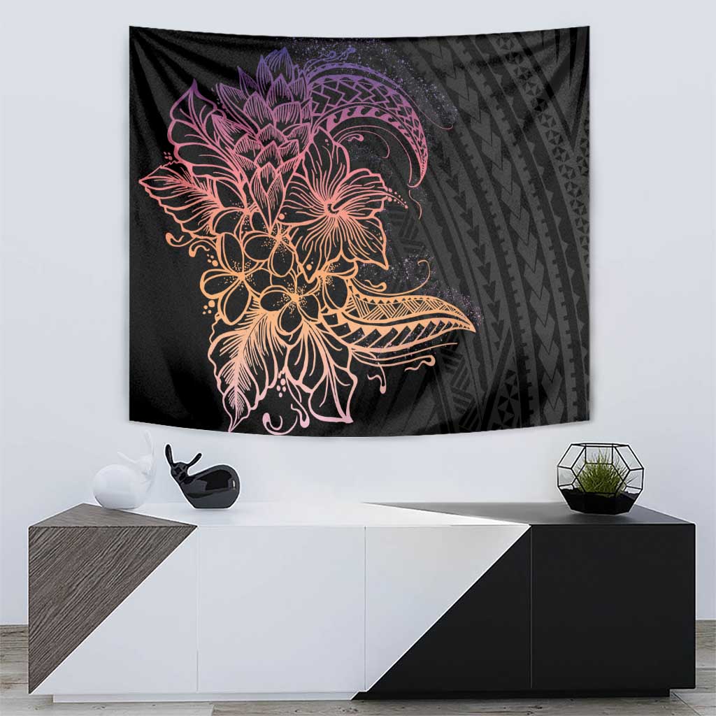 Floral Polynesian Hibiscus Tattoo Tapestry Peach Gradient Style LT9 - Polynesian Pride