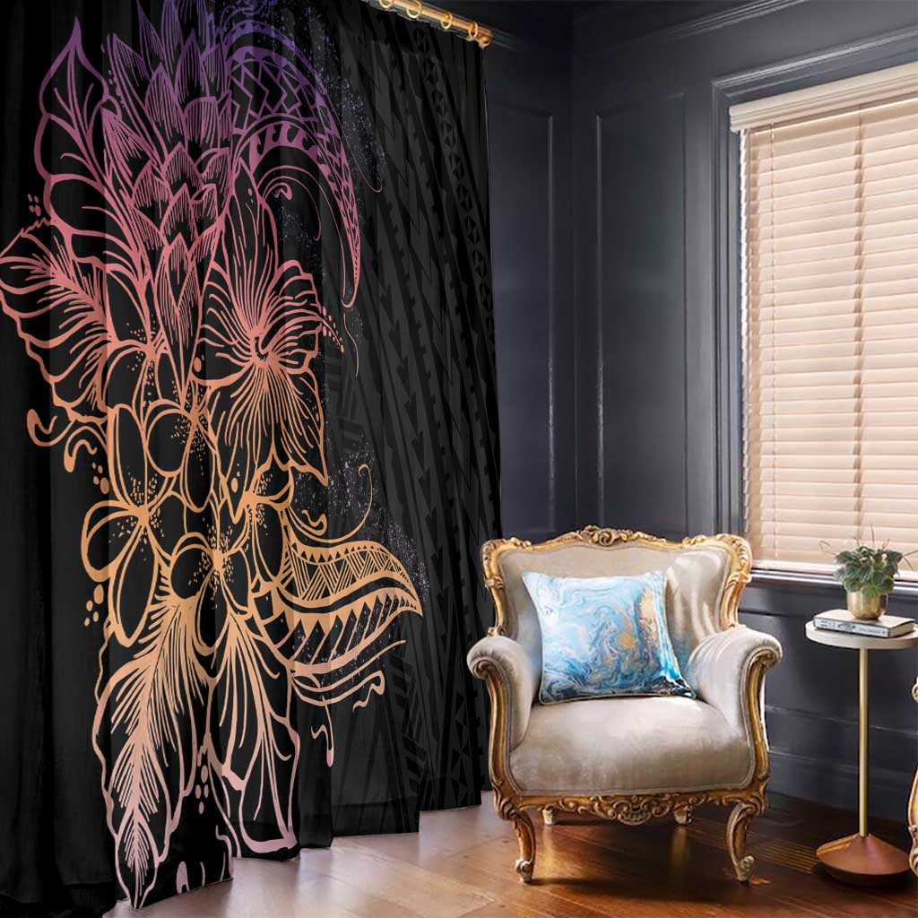 Floral Polynesian Hibiscus Tattoo Window Curtain Peach Gradient Style LT9 - Polynesian Pride