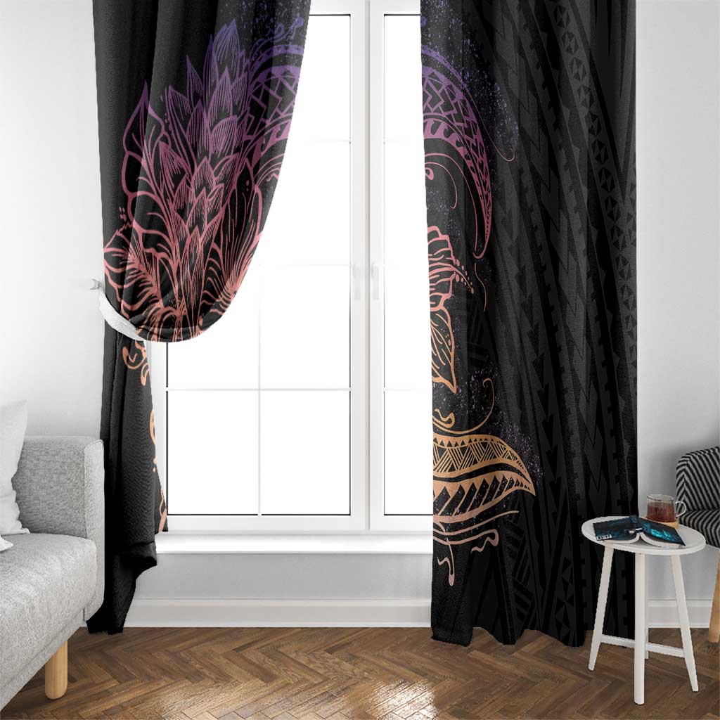 Floral Polynesian Hibiscus Tattoo Window Curtain Peach Gradient Style LT9 - Polynesian Pride
