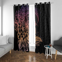 Floral Polynesian Hibiscus Tattoo Window Curtain Peach Gradient Style LT9 With Grommets Peach - Polynesian Pride
