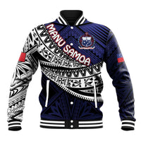 Custom Samoa Rugby Pacific Baseball Jacket Samoan Warrior Tribal Pattern LT9 Unisex Blue - Polynesian Pride
