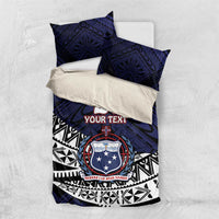 Custom Samoa Rugby Pacific Bedding Set Samoan Warrior Tribal Pattern LT9 US Twin 172cm x 218cm Blue - Polynesian Pride